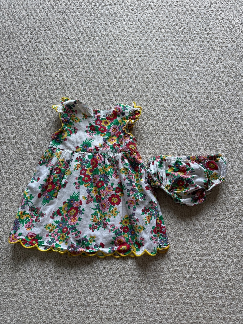 Baby Boden Floral Baby Dress with Bloom Print and Matching Bloomers